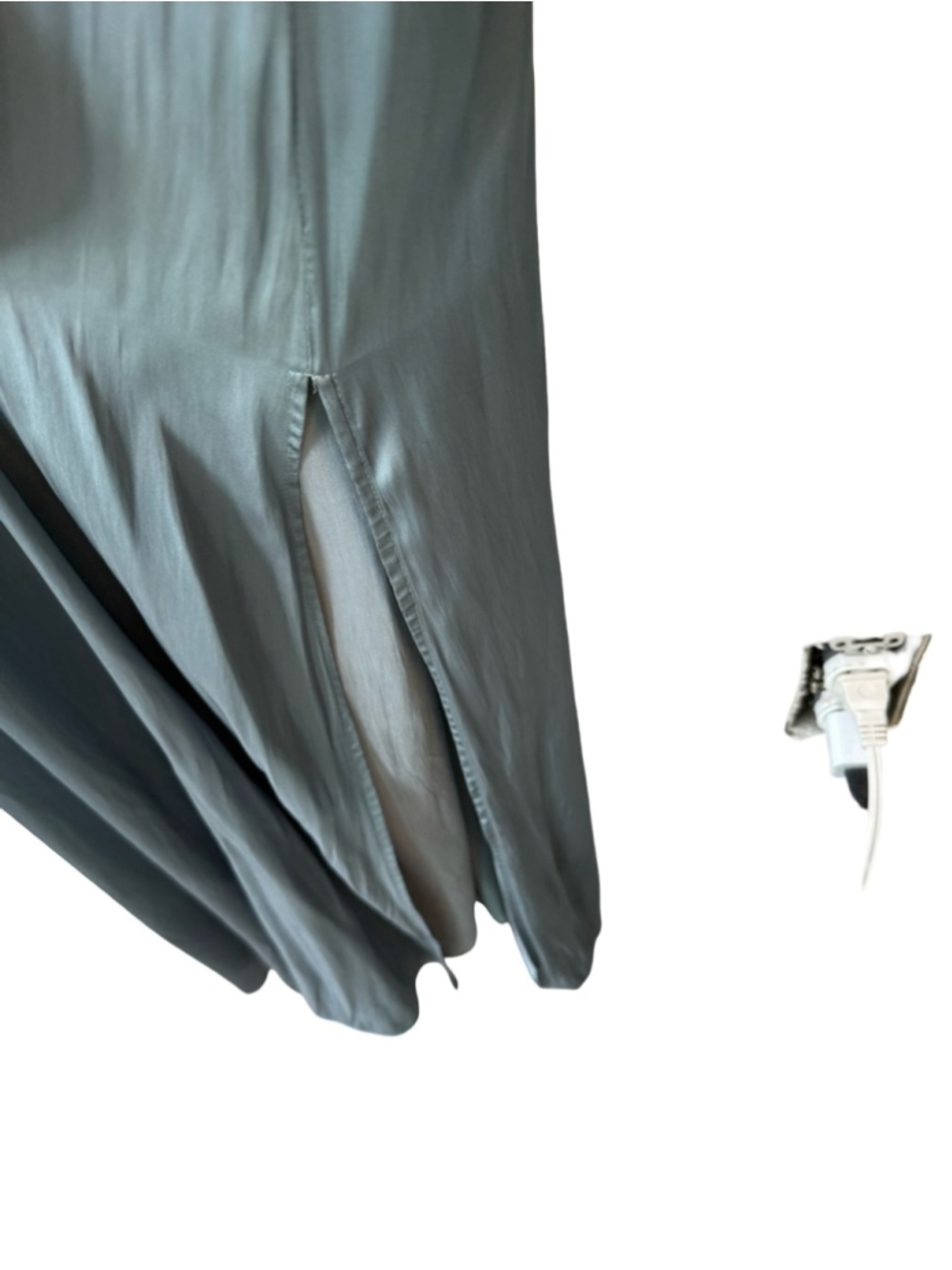 H&M Sage Green Satin Slip Dress NWT Size 12 Flowy Midi Dress Minimalist Chic - Picture 10 of 13